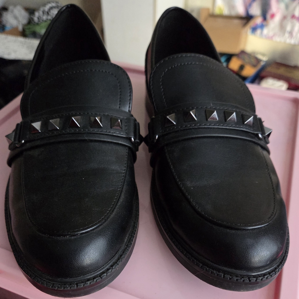 Marc Fisher Black Studded Men's Loafers - Picture 2 of 6